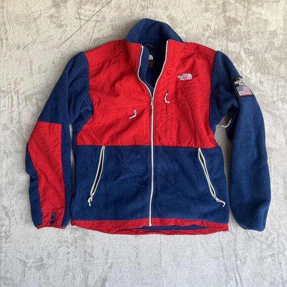 The North Face RU 14 Denali Fleece Jacket Men’s Size Medium Red / Blue USA Patch - Picture 1 of 8